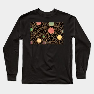 Art chryzantemy flowers in black and gold print Long Sleeve T-Shirt